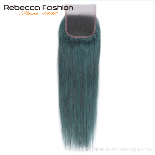 Rebecca Fashion new colorful straight weave 8 to 28inches virgin straight hair bundles with closure wholesale 100 human hair